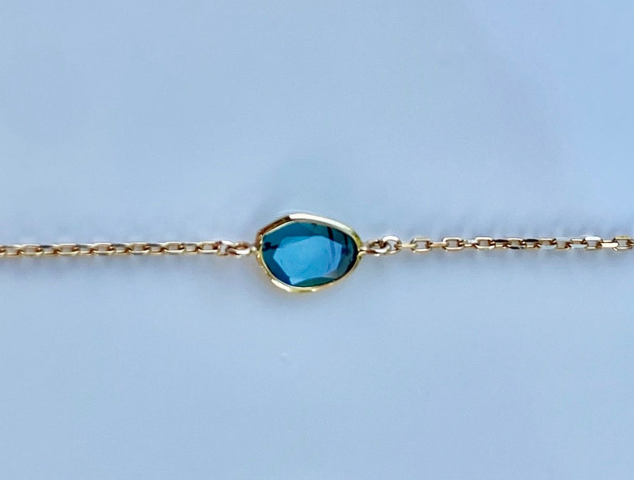 18k Gold Blue Diamond Slice Chain Bracelet