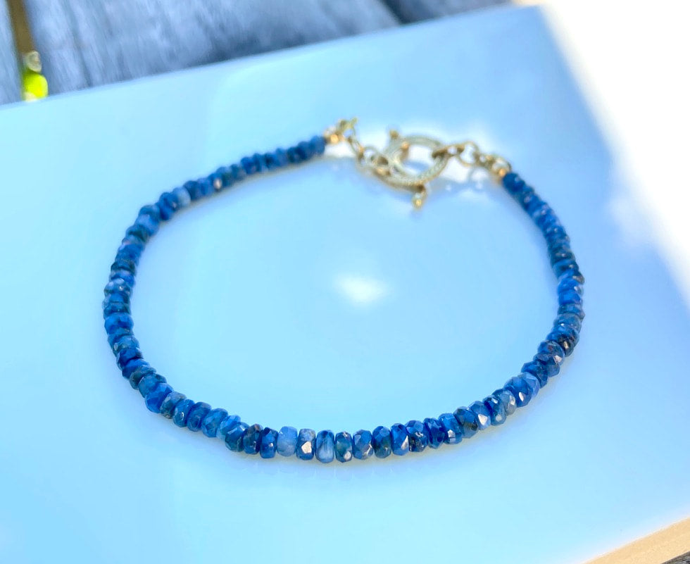 Blue Sapphire Stacking Bracelet, September Birthstone Bracelet