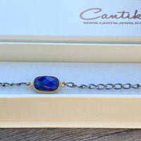 Lapis Lazuli Mixed Metals Bracelet, December Birthstone Bracelet