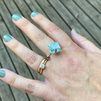 Raw Aquamarine Ring, March Birthstone Ring