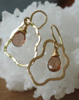 Organic Hammered Hoop Earrings with Andalusite Briolettes