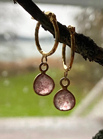 Sunstone Textured Hoop Earrings