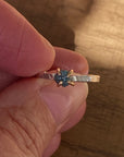 Raw Teal Blue Diamond Ring, Engagement or Wedding Ring