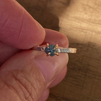 Raw Teal Blue Diamond Ring, Engagement or Wedding Ring