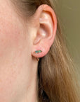 Raw Indicolite Blue/Green Tourmaline Huggie Stud Earrings, October Birthstone Earrings