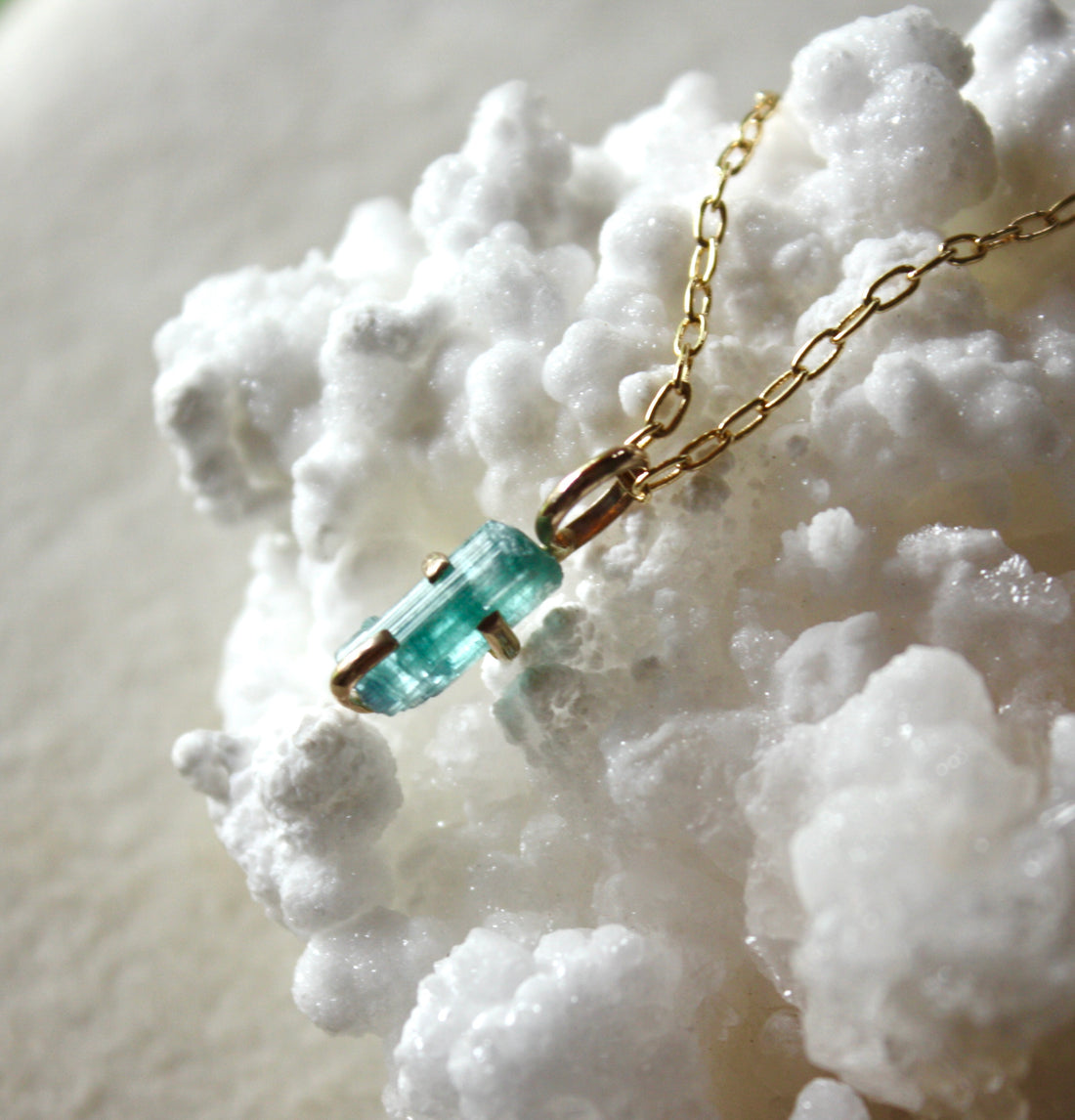 Raw Paraiba Tourmaline Pendant Necklace, October Birthstone Necklace