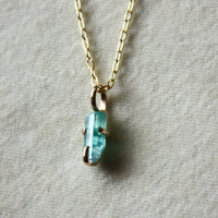 Raw Paraiba Tourmaline Pendant Necklace, October Birthstone Necklace