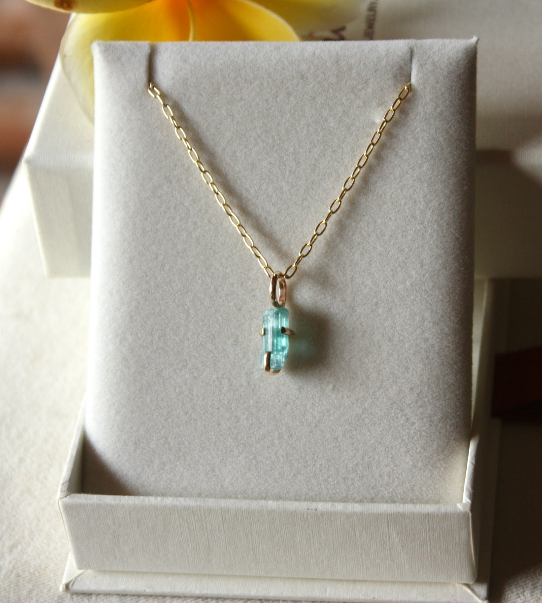 Raw Paraiba Tourmaline Pendant Necklace, October Birthstone Necklace