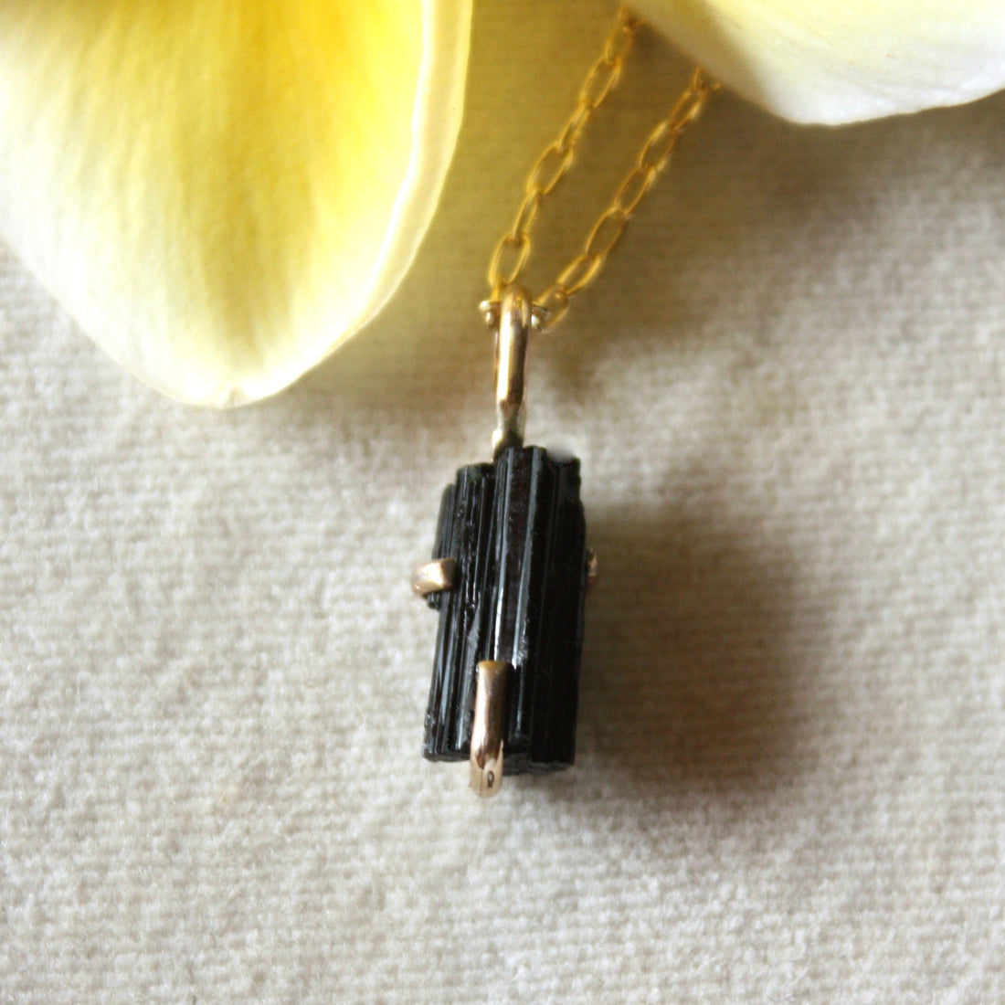 Unisex Raw Black Tourmaline Pendant Necklace, October Birthstone Jewelry