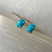 Sleeping Beauty Turquoise Huggie Stud Earrings, December Birthstone Earrings