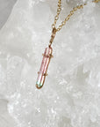 Raw Bicolor Watermelon Tourmaline Crystal Pendant Necklace